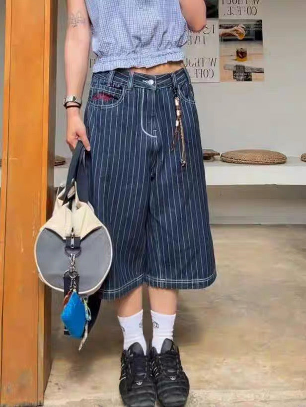 sd0010 レトロストライプクロップドパンツ