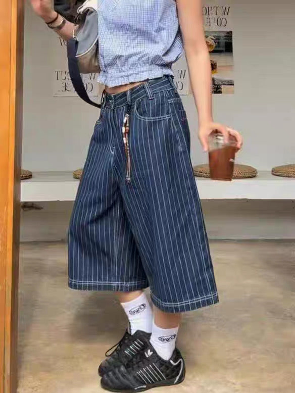 sd0010 レトロストライプクロップドパンツ