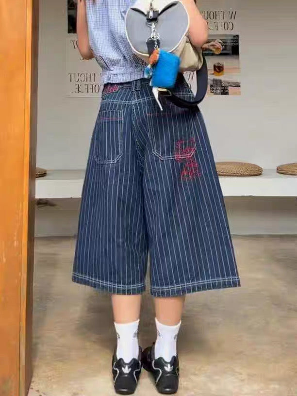 sd0010 レトロストライプクロップドパンツ