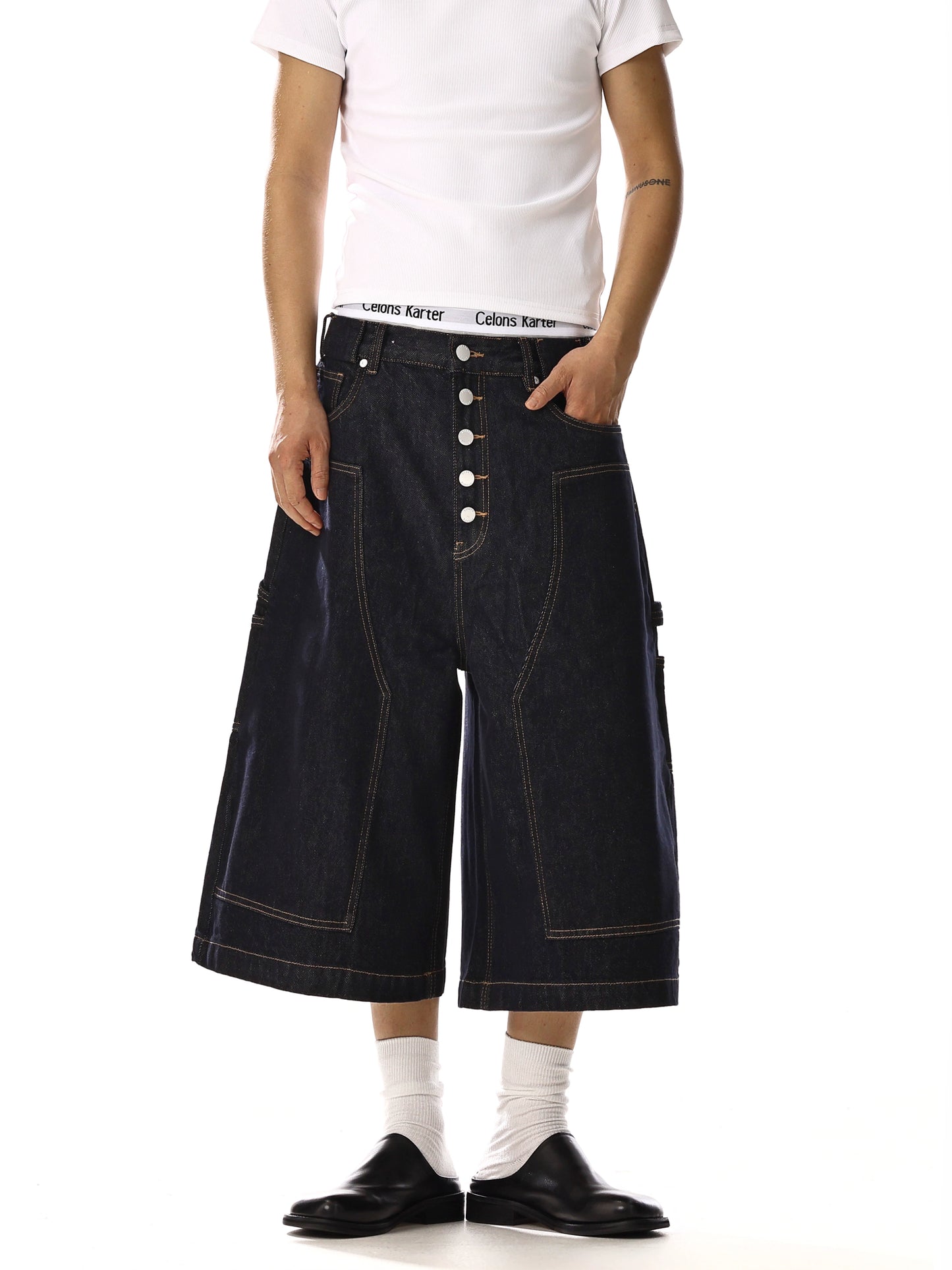 sd0006 パッチデニムウォッシュクロップドパンツ