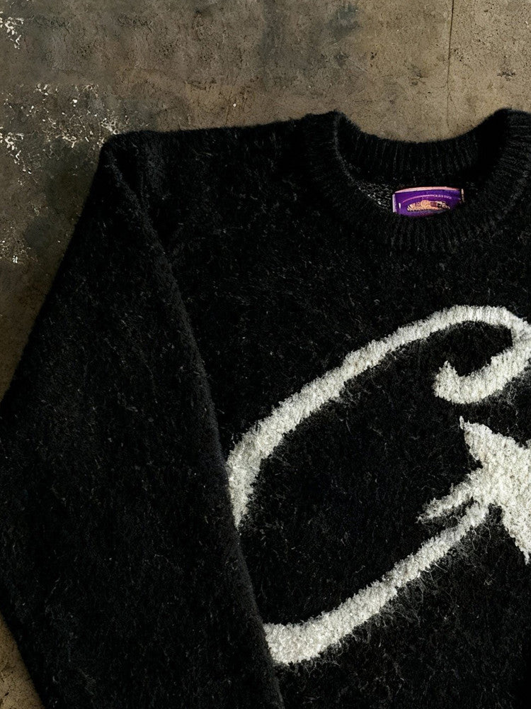 C刺繍ラウンドネックニット sd20250074