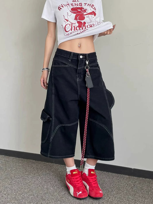 sd0004 ステッチデニムクロップドパンツ