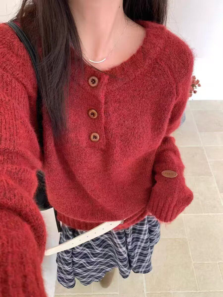 sd20250070 ヘンリーネックボタンニット