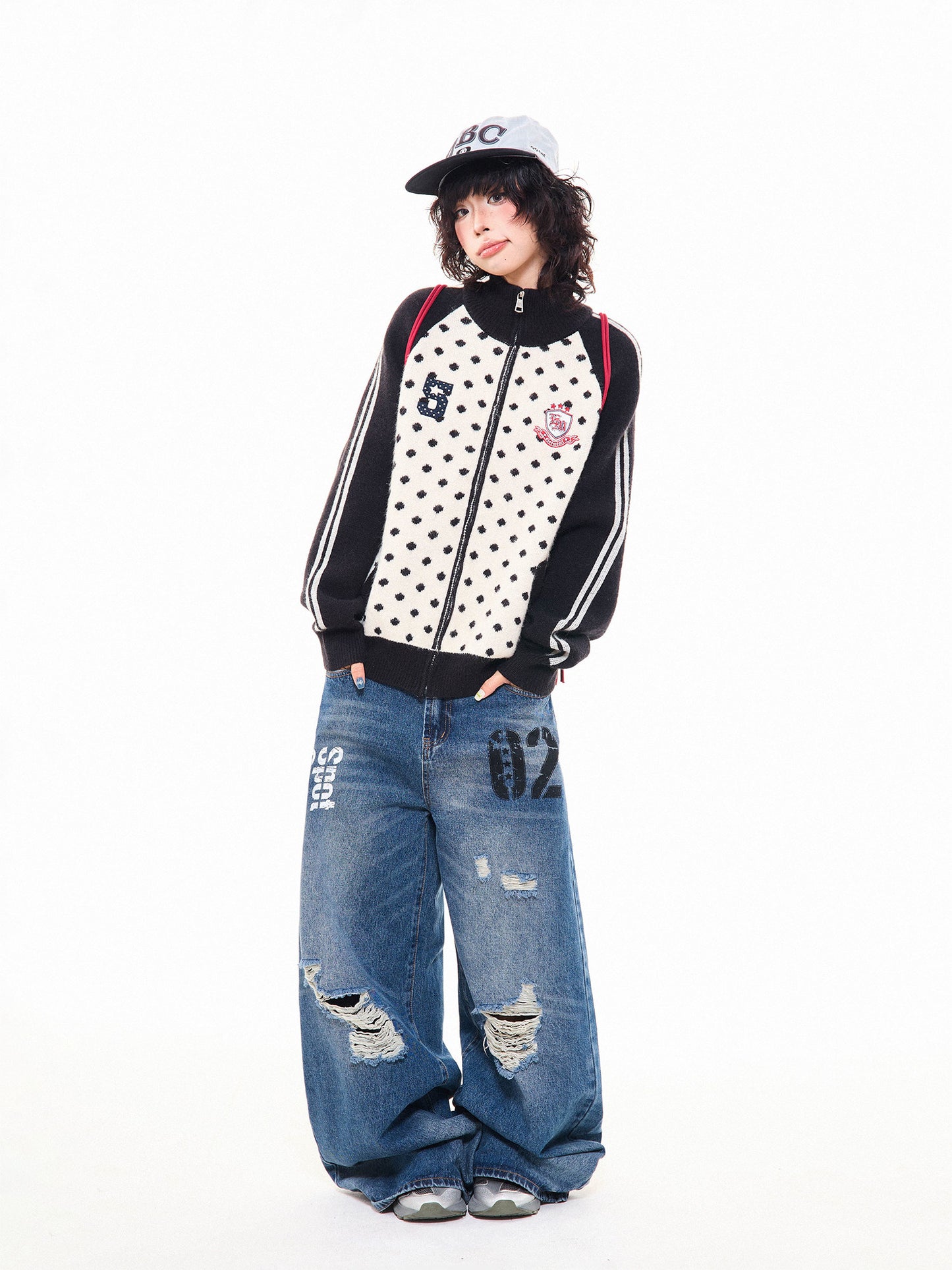 ドット刺繍ニットカーディガン sd20250086