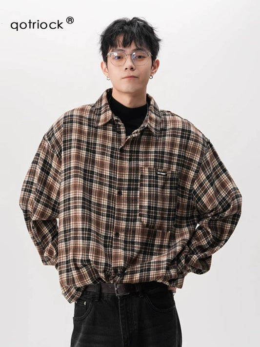 sd0063 レトロ起毛チェックシャツ