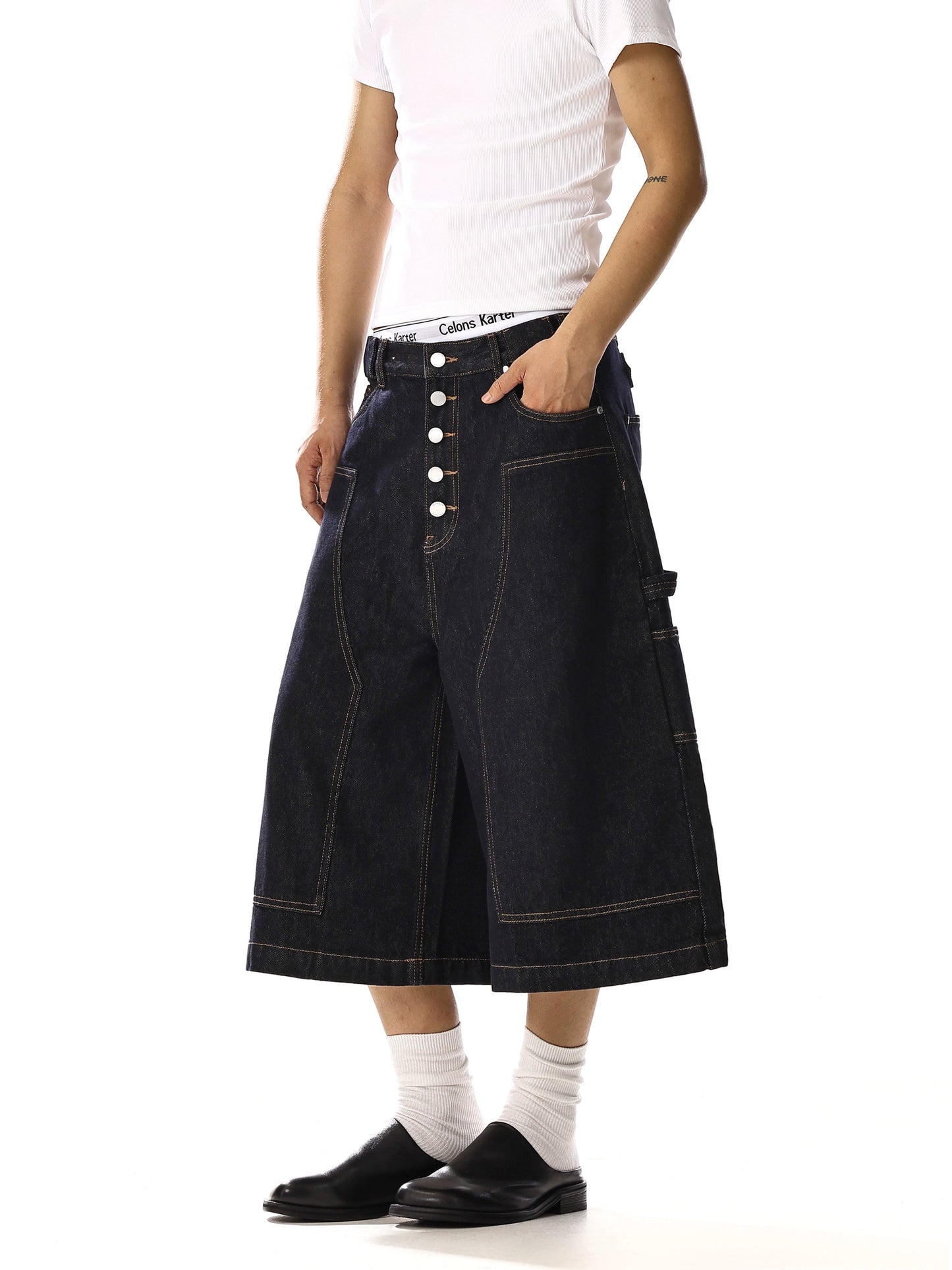 sd0006 パッチデニムウォッシュクロップドパンツ