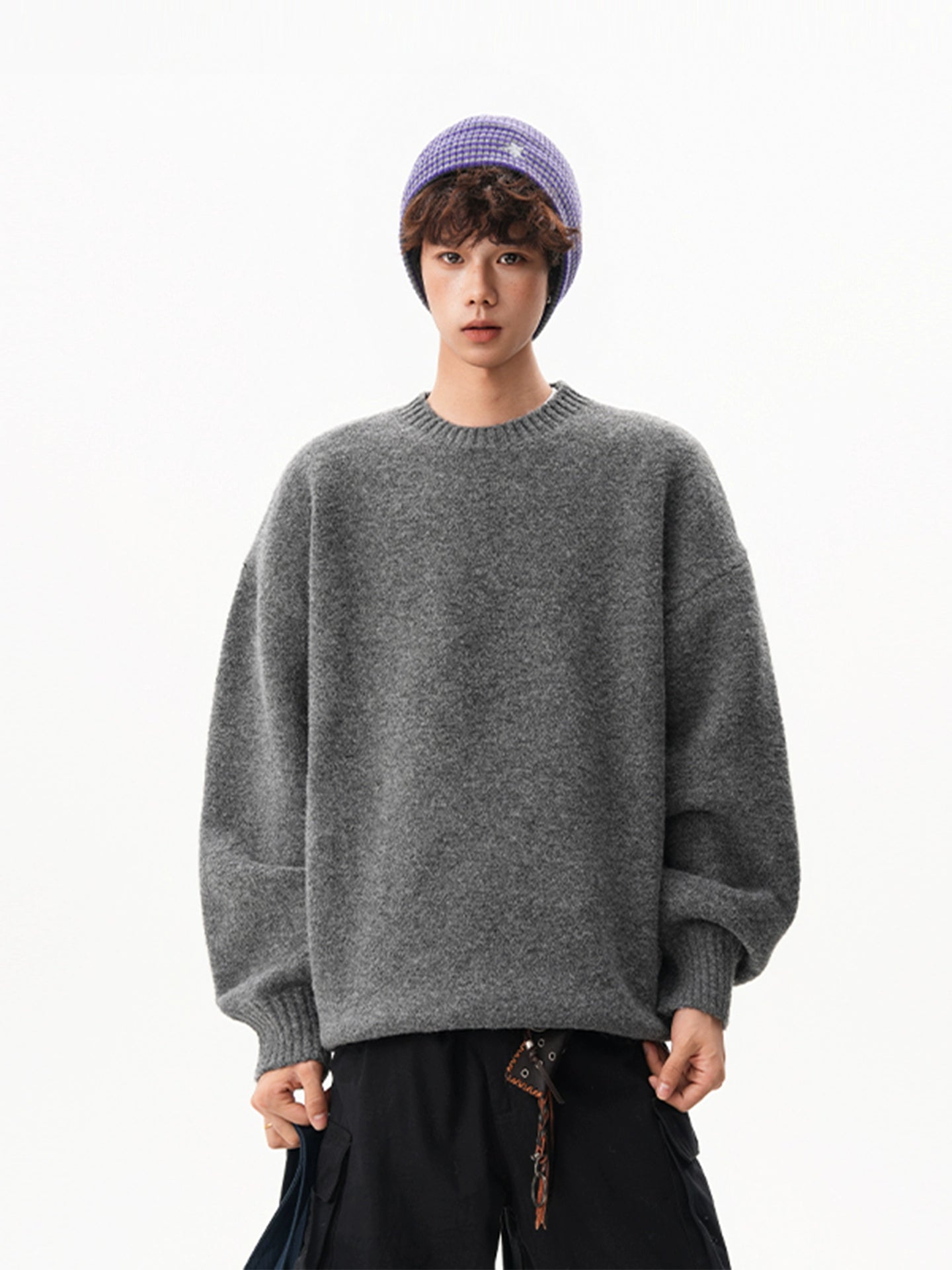 sd0056 シンプルクルーネックニット