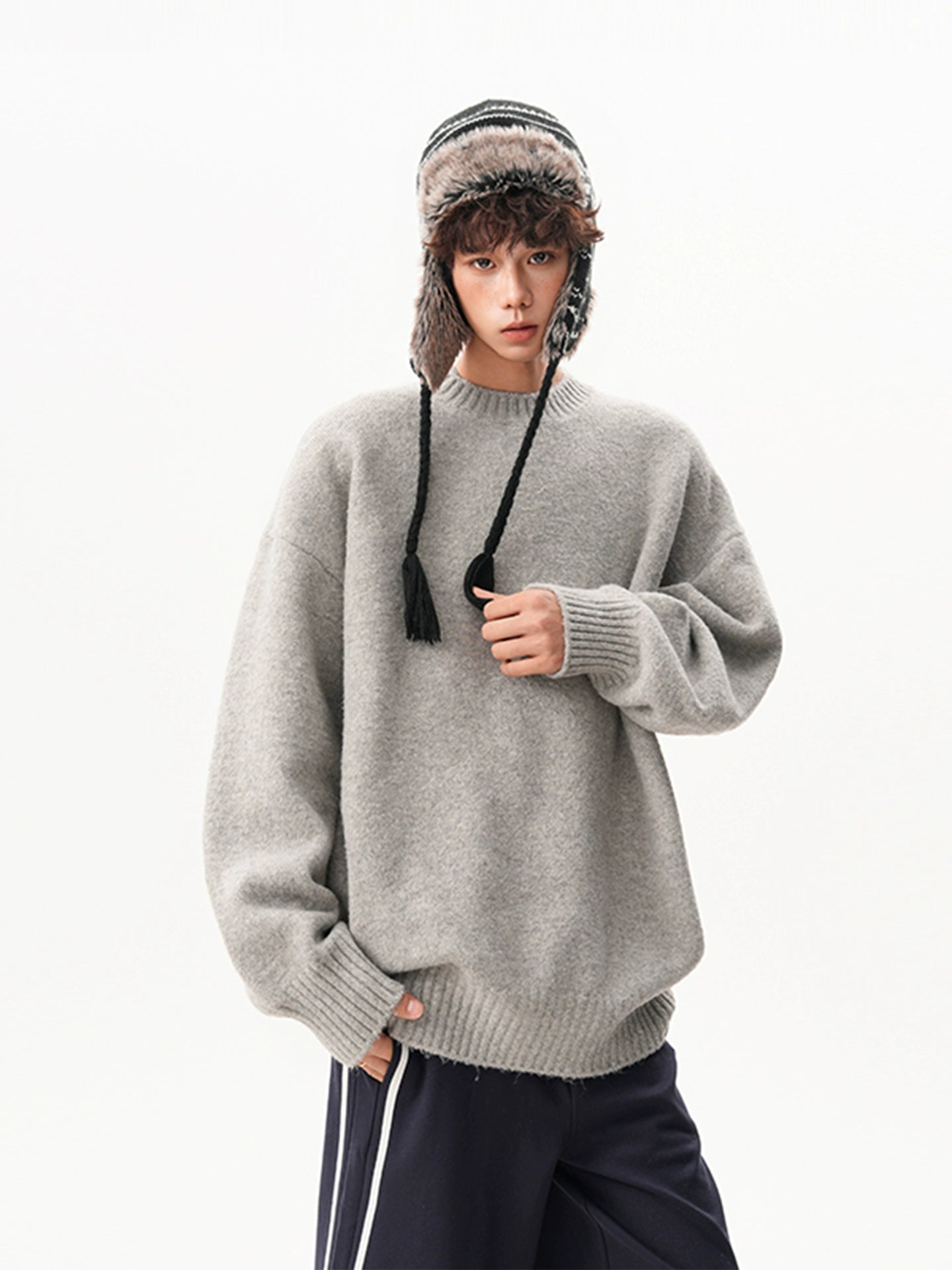 sd0056 シンプルクルーネックニット