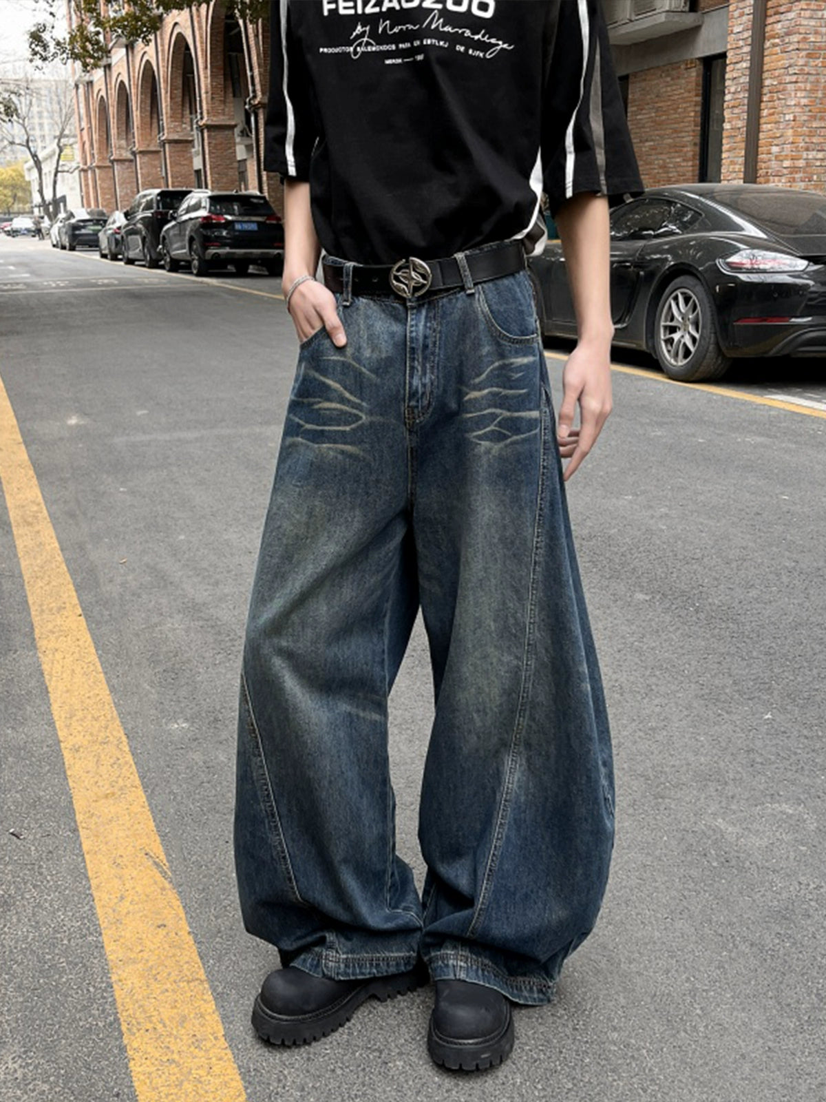 sd0019 ウォッシュワイドデニムパンツ