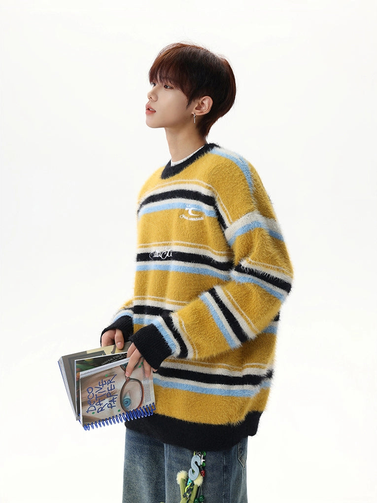 sd0060 フェイクファーボーダーカラーニット