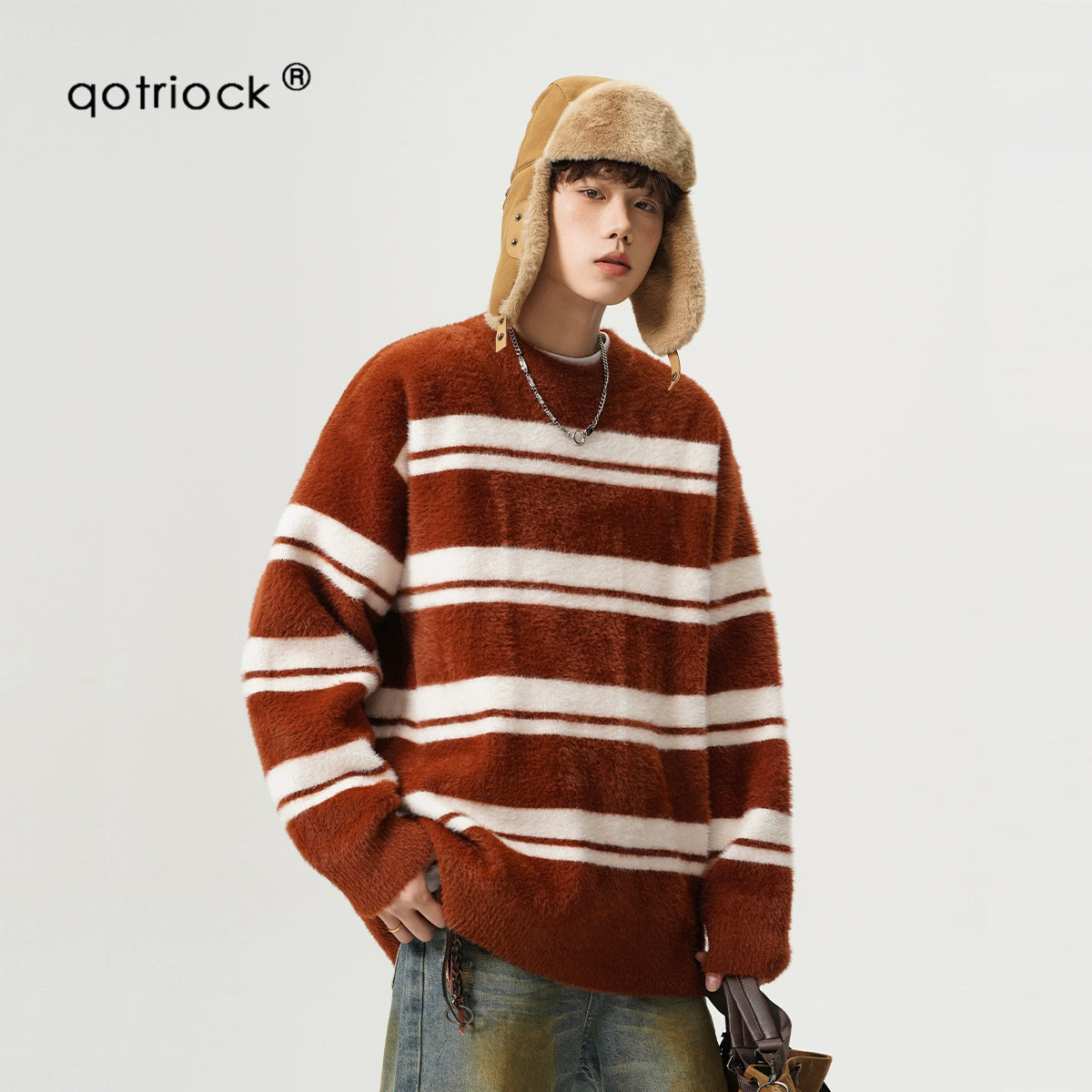 sd0061 和風カラーボーダーニット