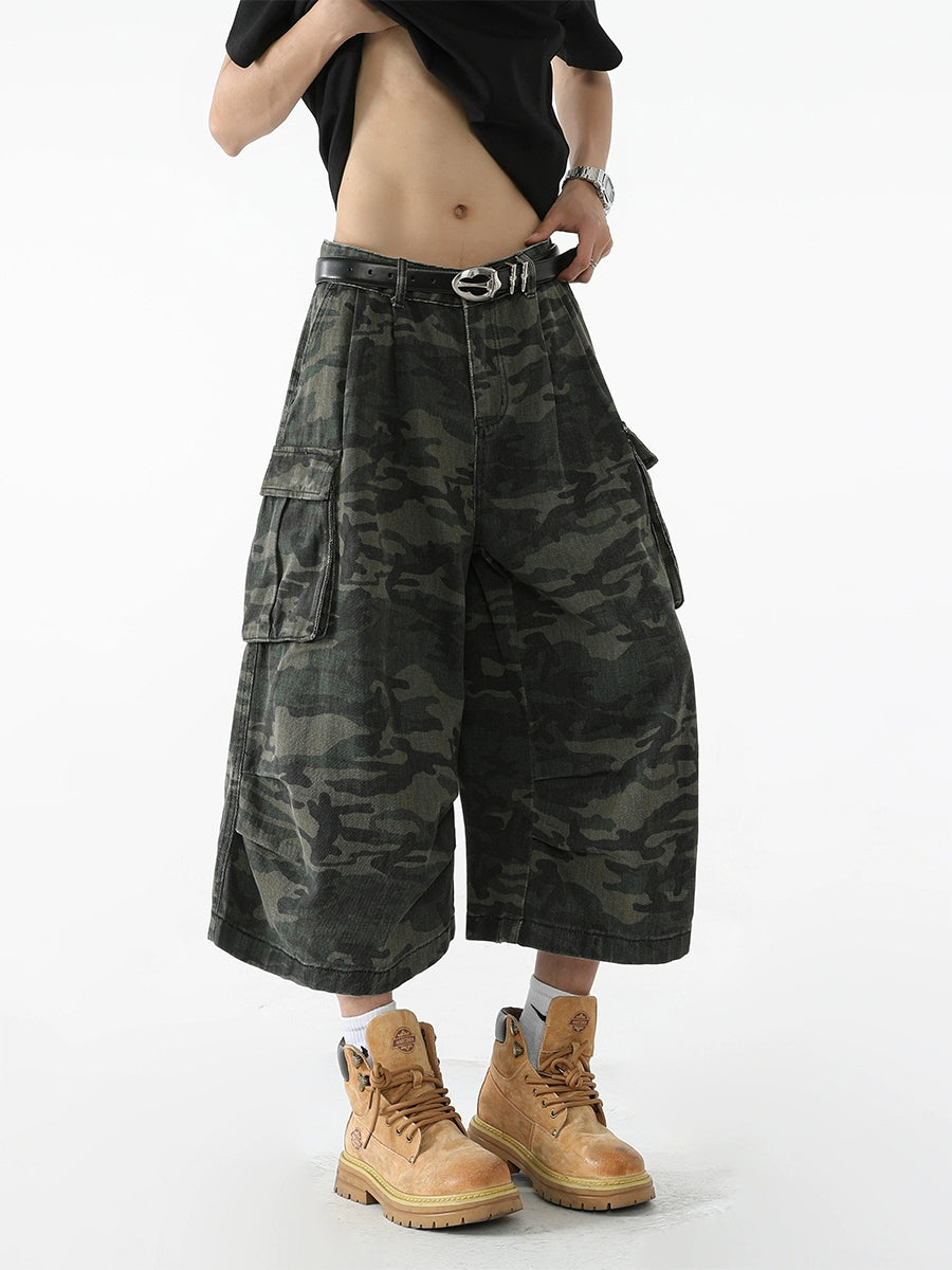 sd0009 迷彩ワイドレッグショーツ