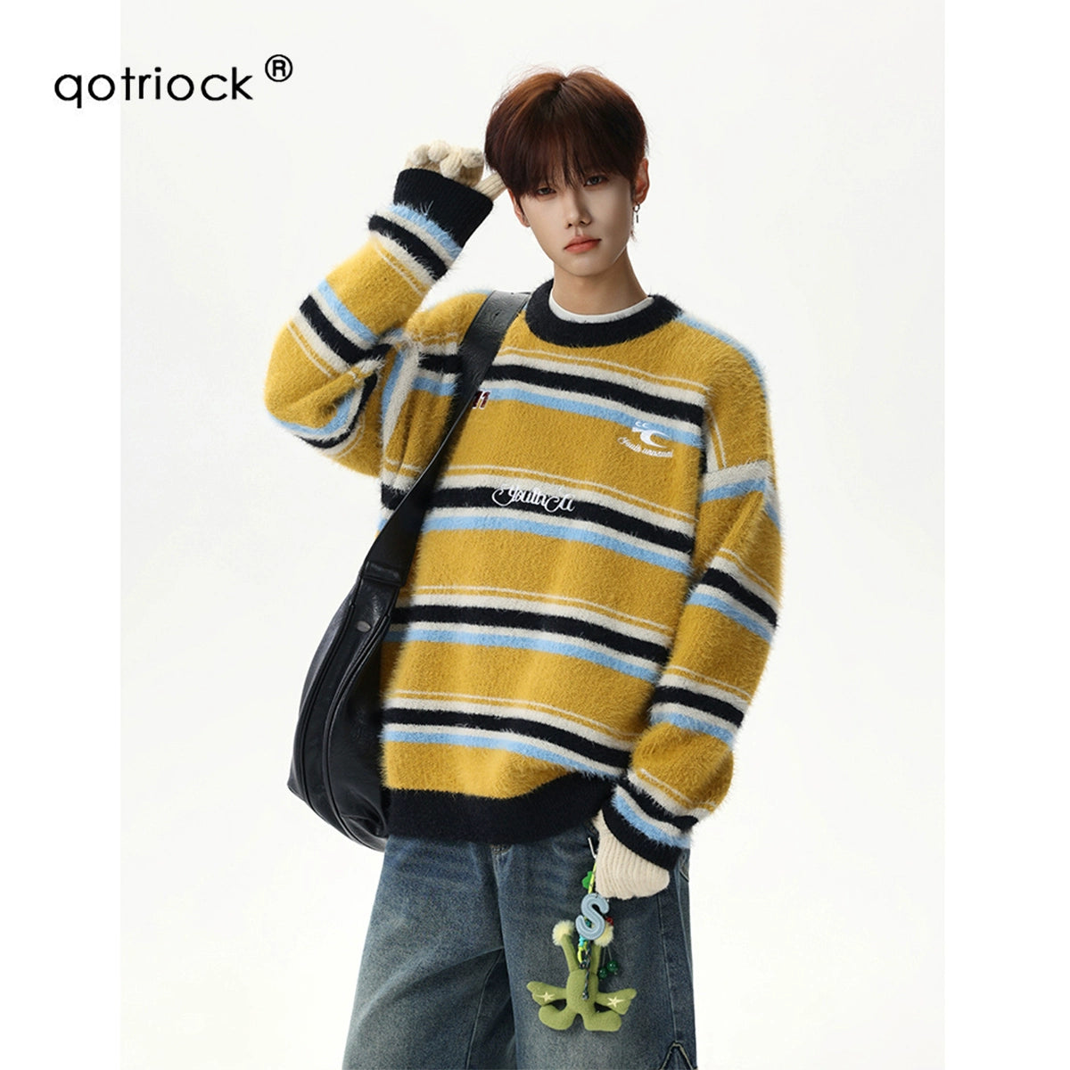 sd0060 フェイクファーボーダーカラーニット