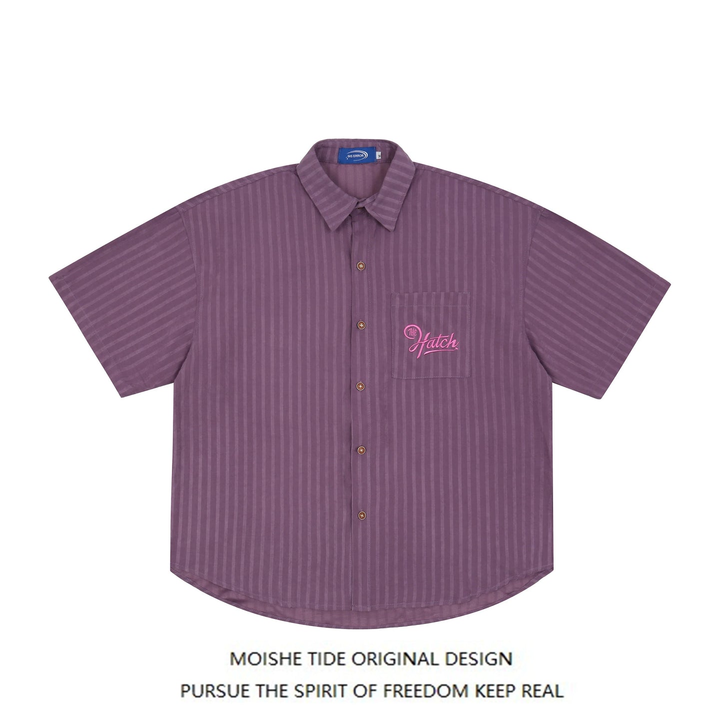 sd0029 刺繍ストライプ半袖シャツ