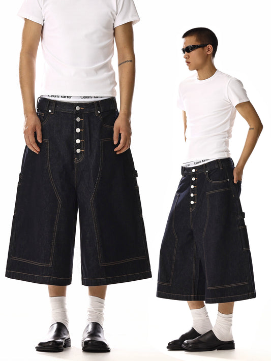 sd0006 パッチデニムウォッシュクロップドパンツ