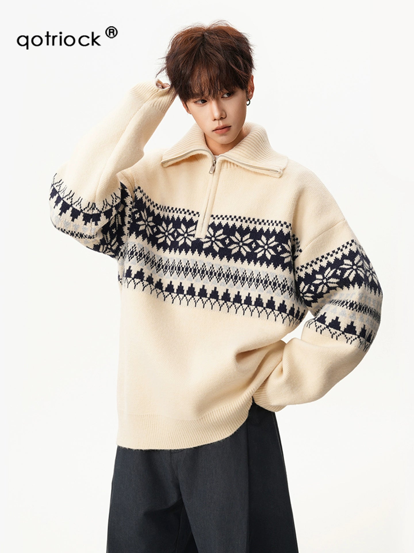 sd0057 ノルディックハーフジップセーター