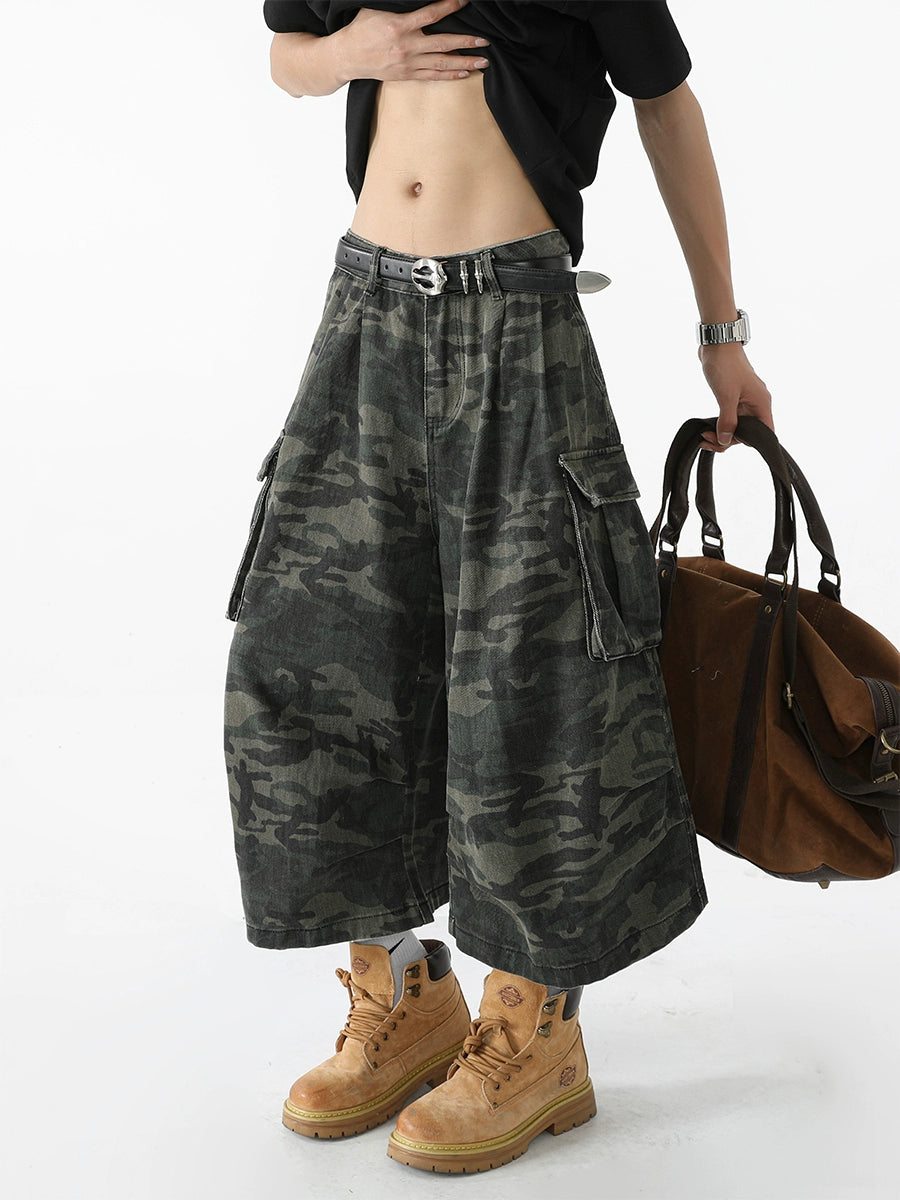 sd0009 迷彩ワイドレッグショーツ