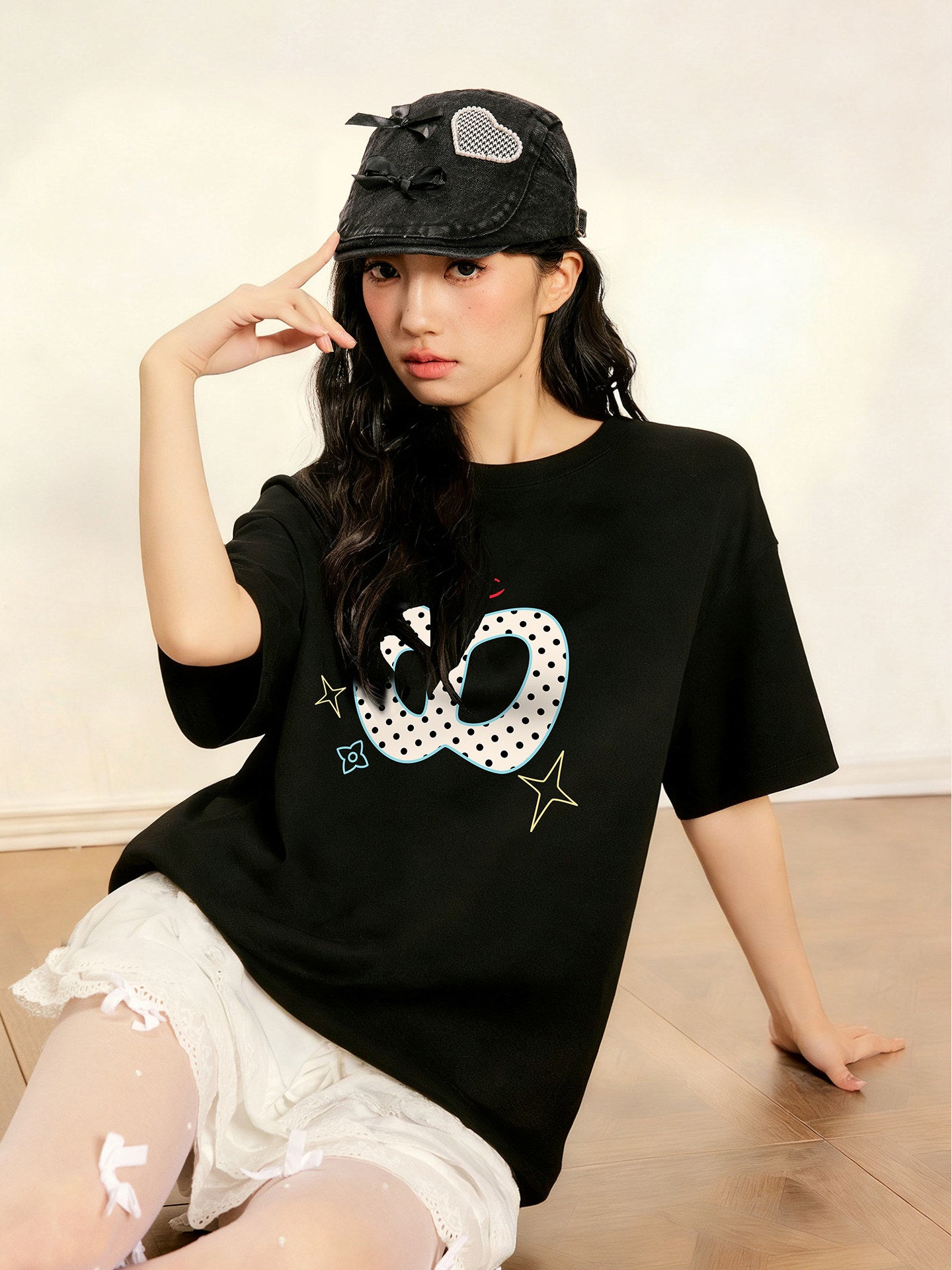 水玉リンゴ柄半袖T sd20260009