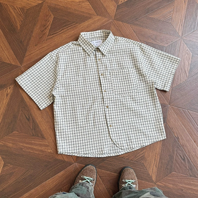 sd0024 レトロ半袖チェックシャツ