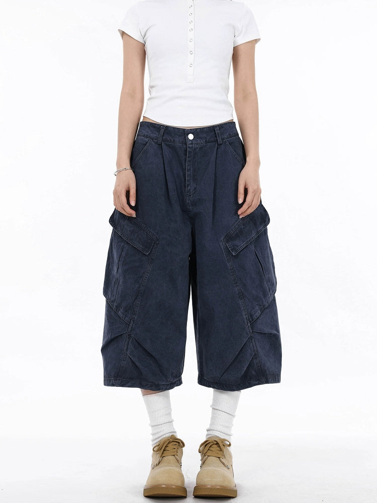 sd0007 ワイドレッグプリーツワークショーツ