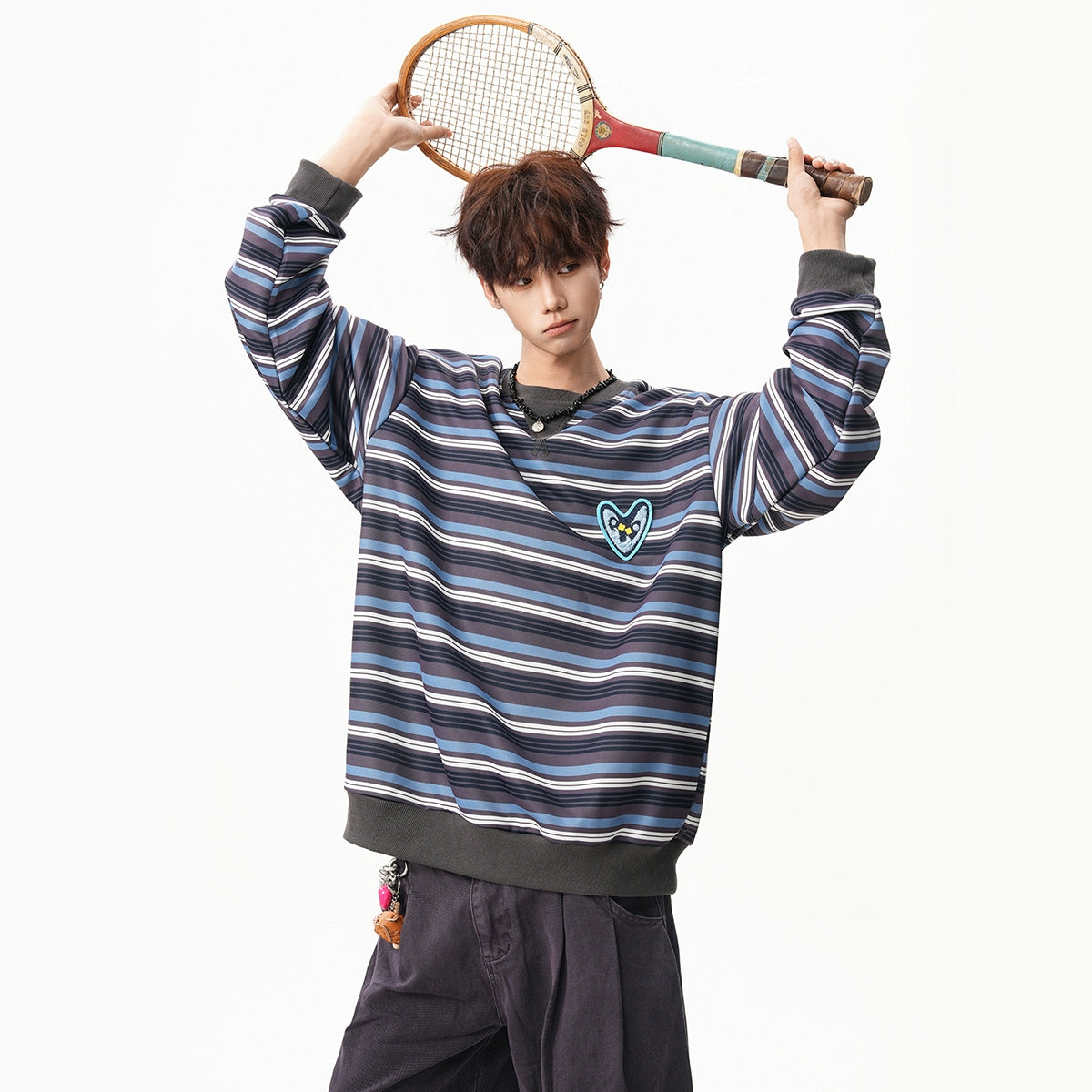 sd0062 ハートロゴボーダースウェット