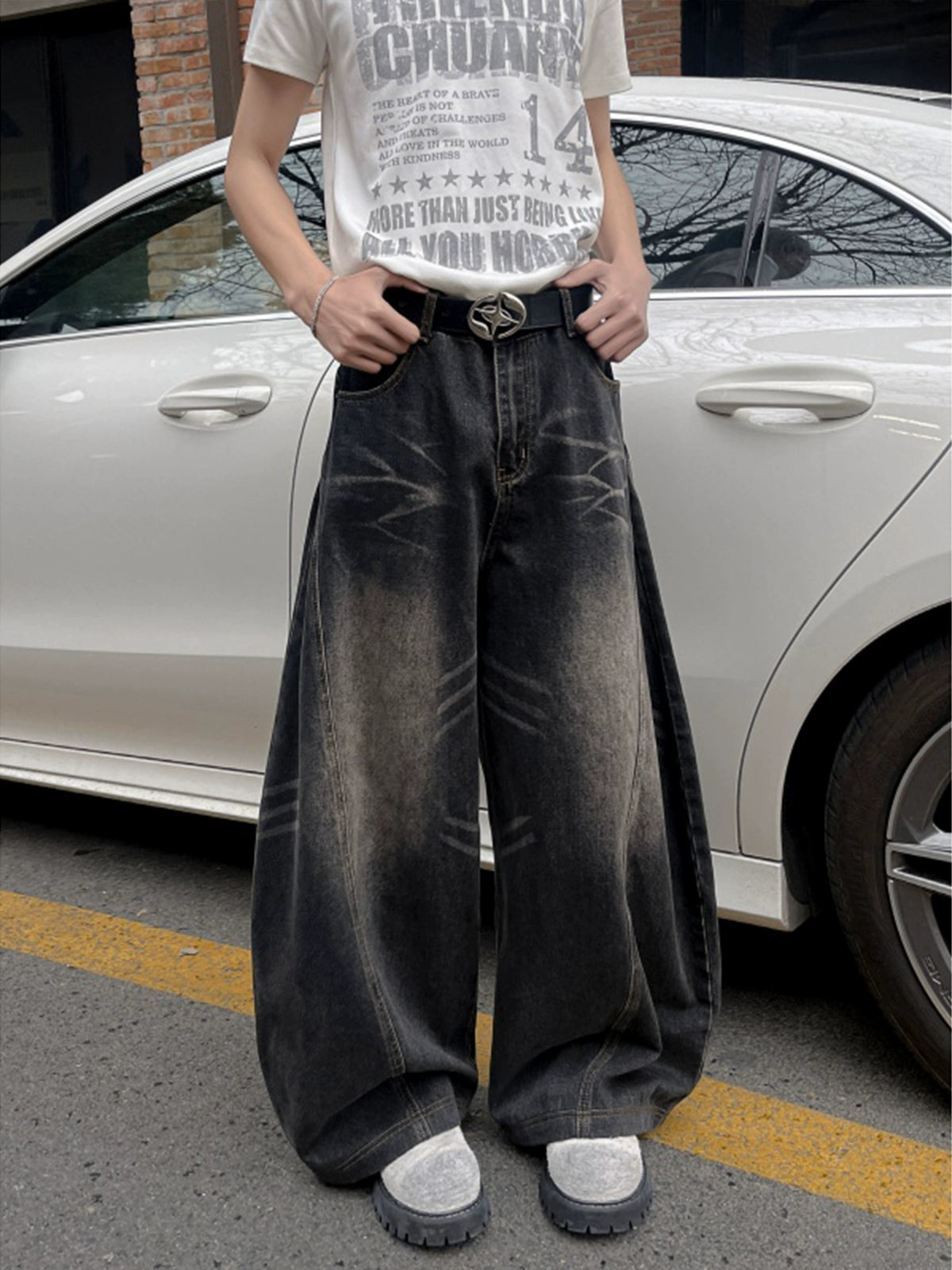 sd0019 ウォッシュワイドデニムパンツ