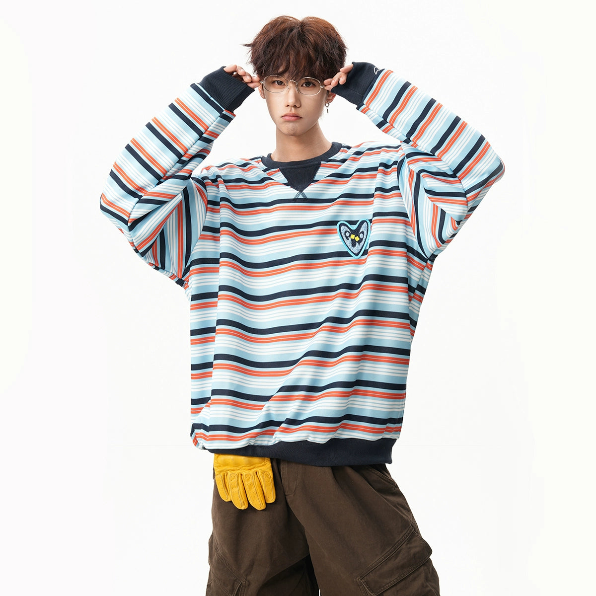 sd0062 ハートロゴボーダースウェット