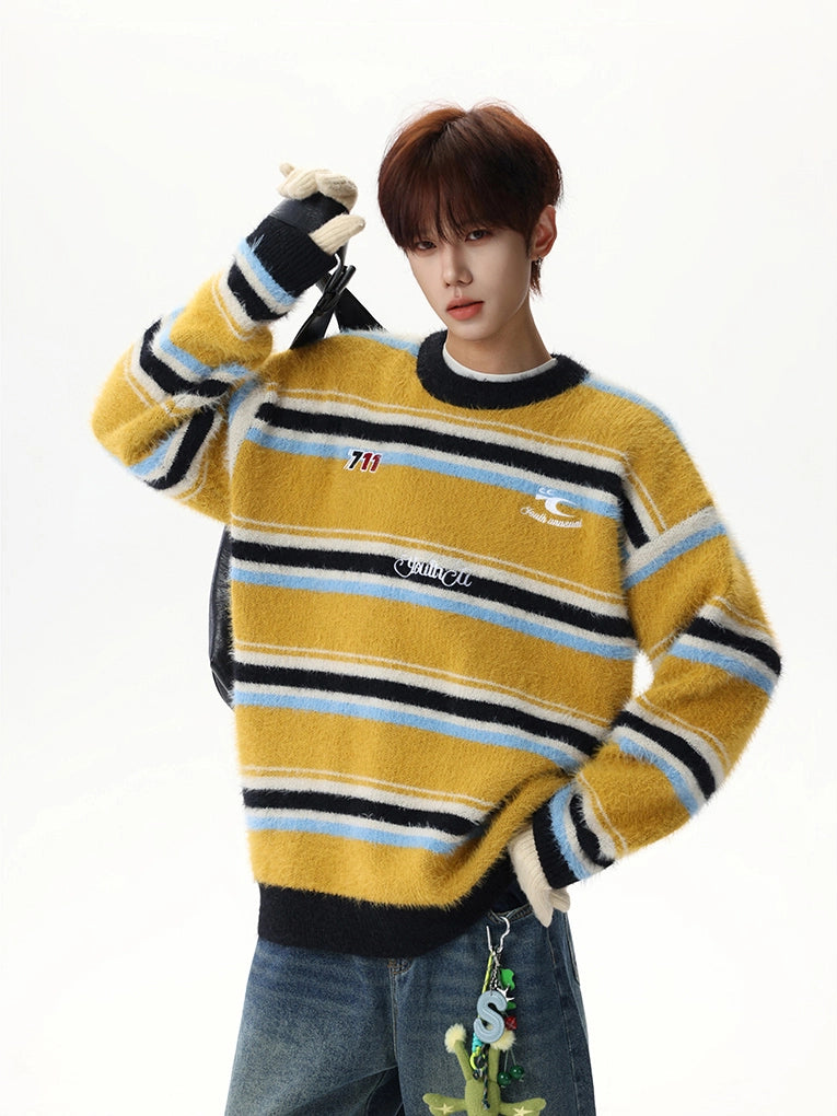 sd0060 フェイクファーボーダーカラーニット