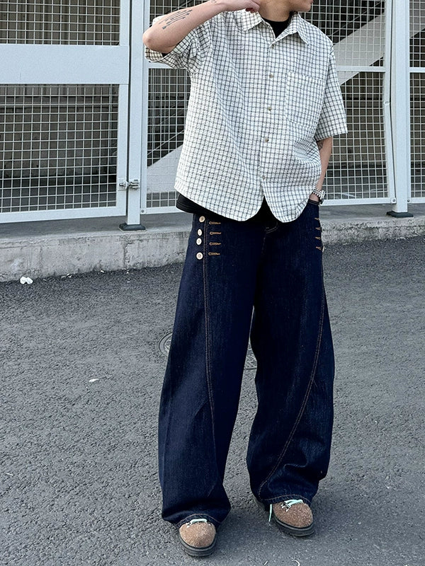 sd0024 レトロ半袖チェックシャツ