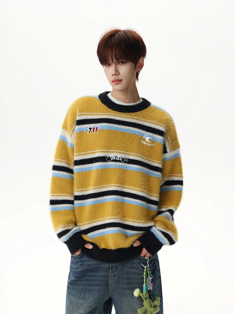 sd0060 フェイクファーボーダーカラーニット