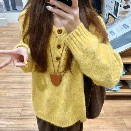 sd20250070 ヘンリーネックボタンニット