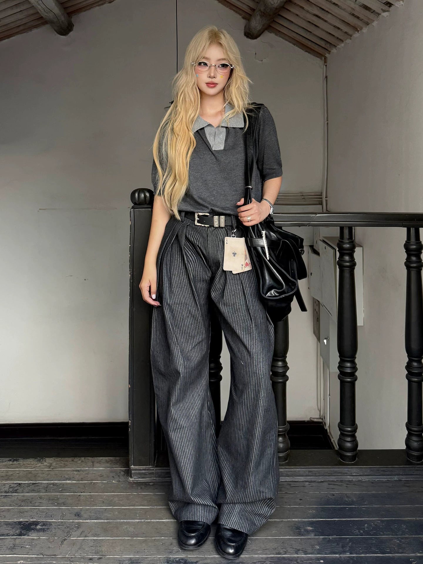 sd0067 タックプリーツストライプパンツ