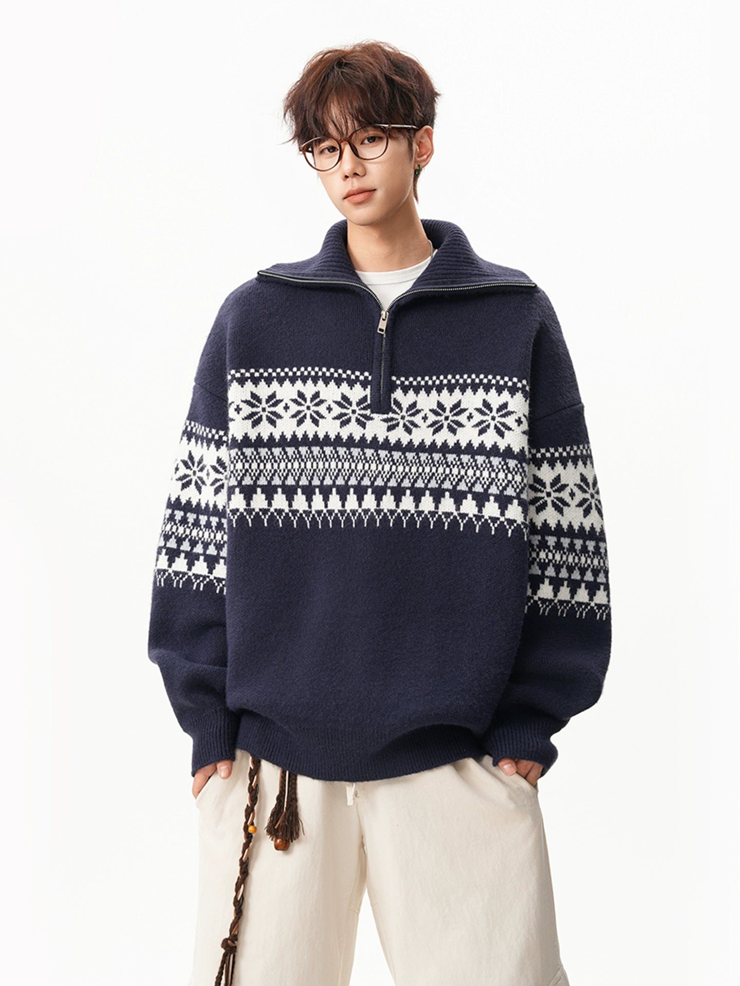 sd0057 ノルディックハーフジップセーター