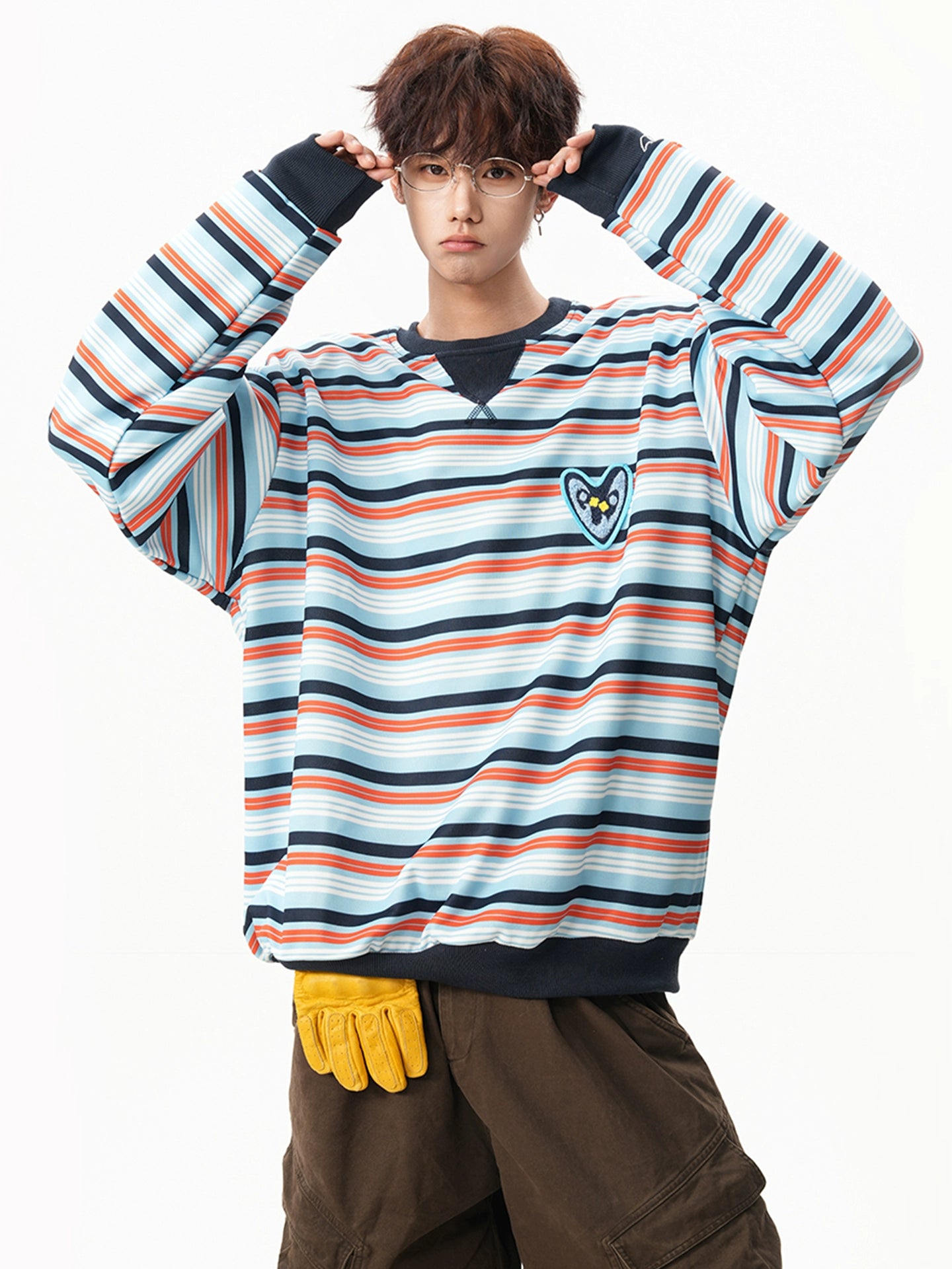 sd0062 ハートロゴボーダースウェット