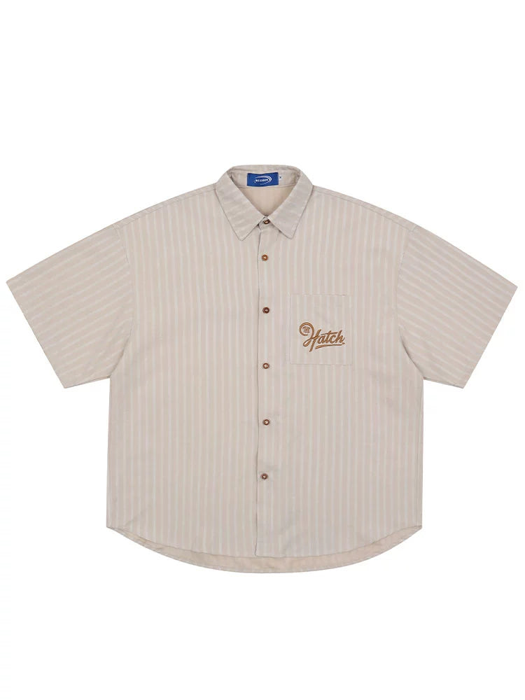 sd0029 刺繍ストライプ半袖シャツ