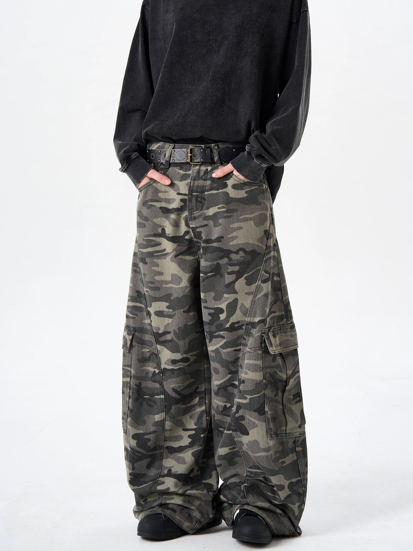 sd0016 迷彩ワイドレッグパンツ