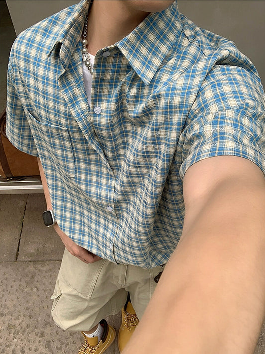 アメリカンレトロ半袖チェックシャツ