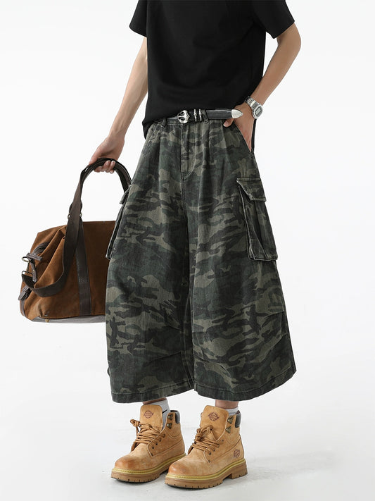 sd0009 迷彩ワイドレッグショーツ