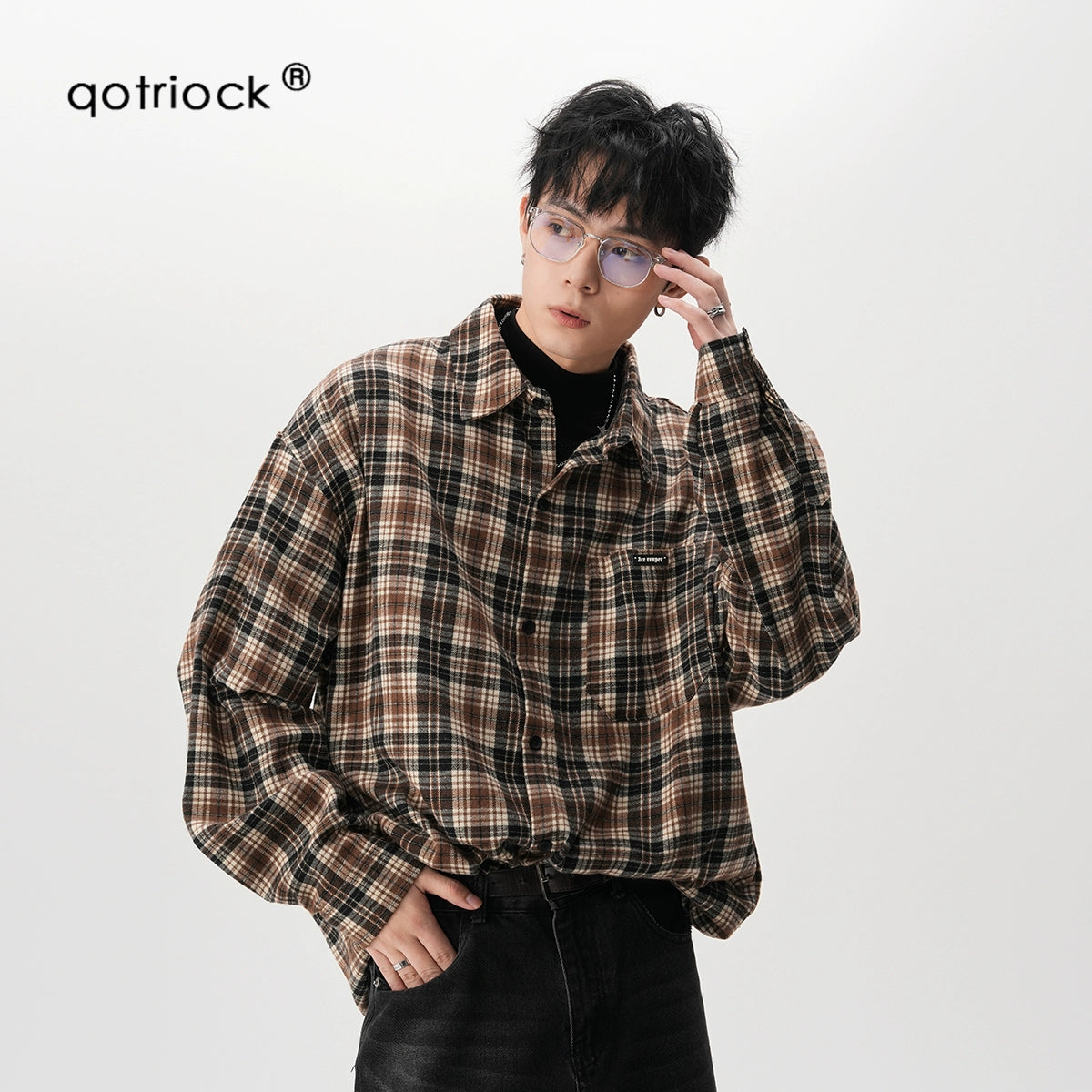 sd0063 レトロ起毛チェックシャツ