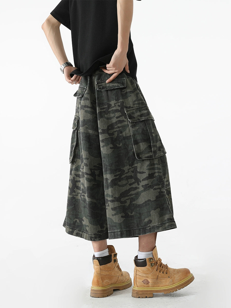 sd0009 迷彩ワイドレッグショーツ