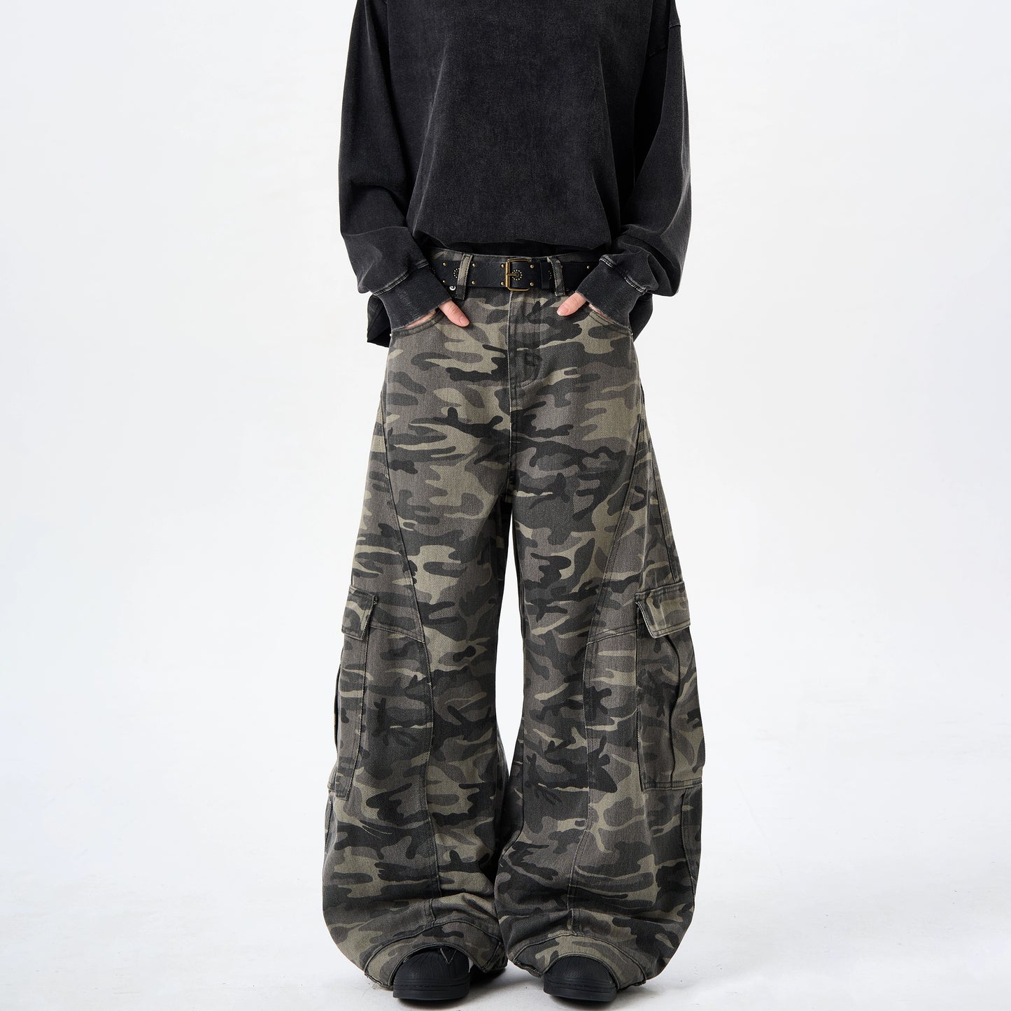 sd0016 迷彩ワイドレッグパンツ