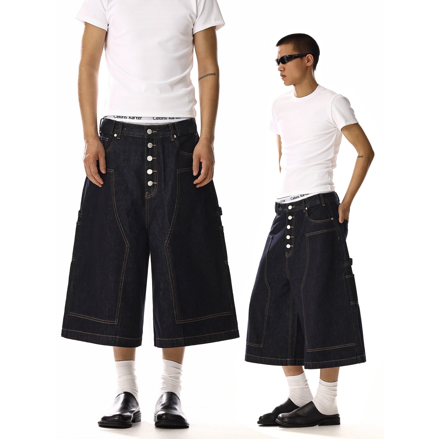 sd0006 パッチデニムウォッシュクロップドパンツ