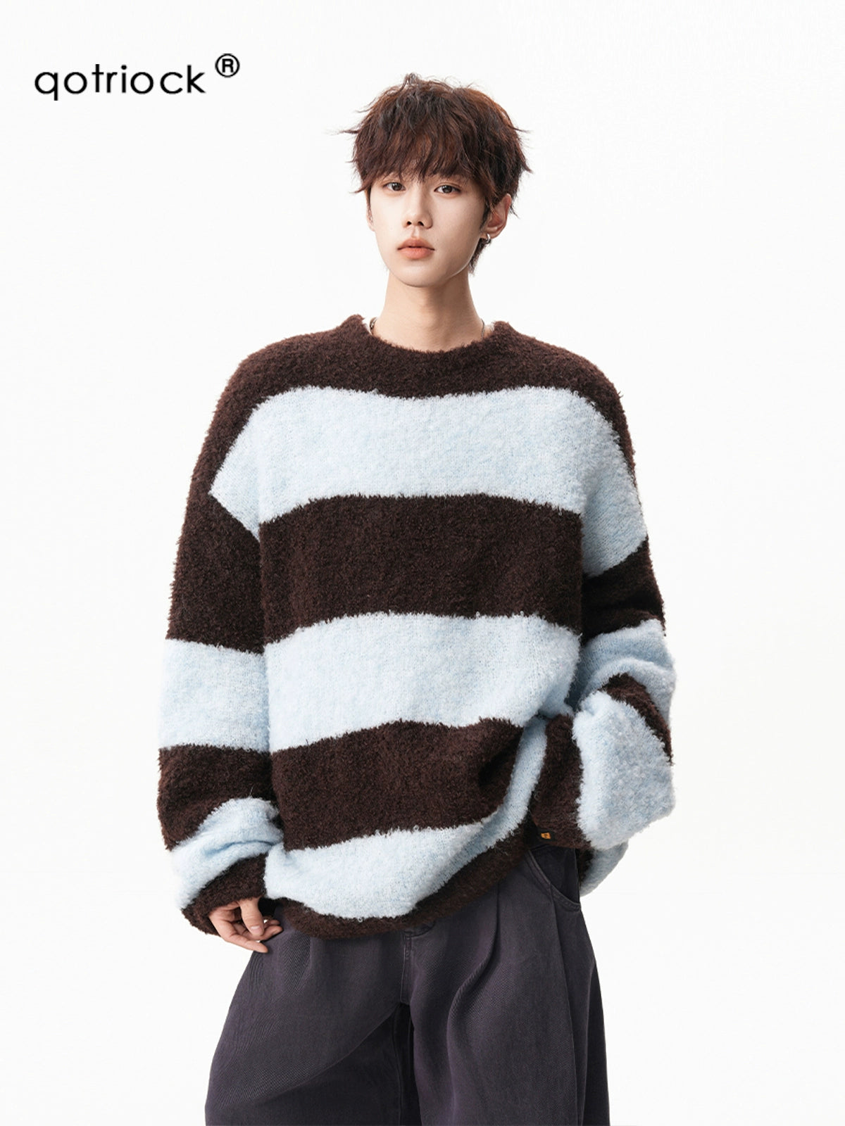 sd0058 ボーダーバイカラーニット