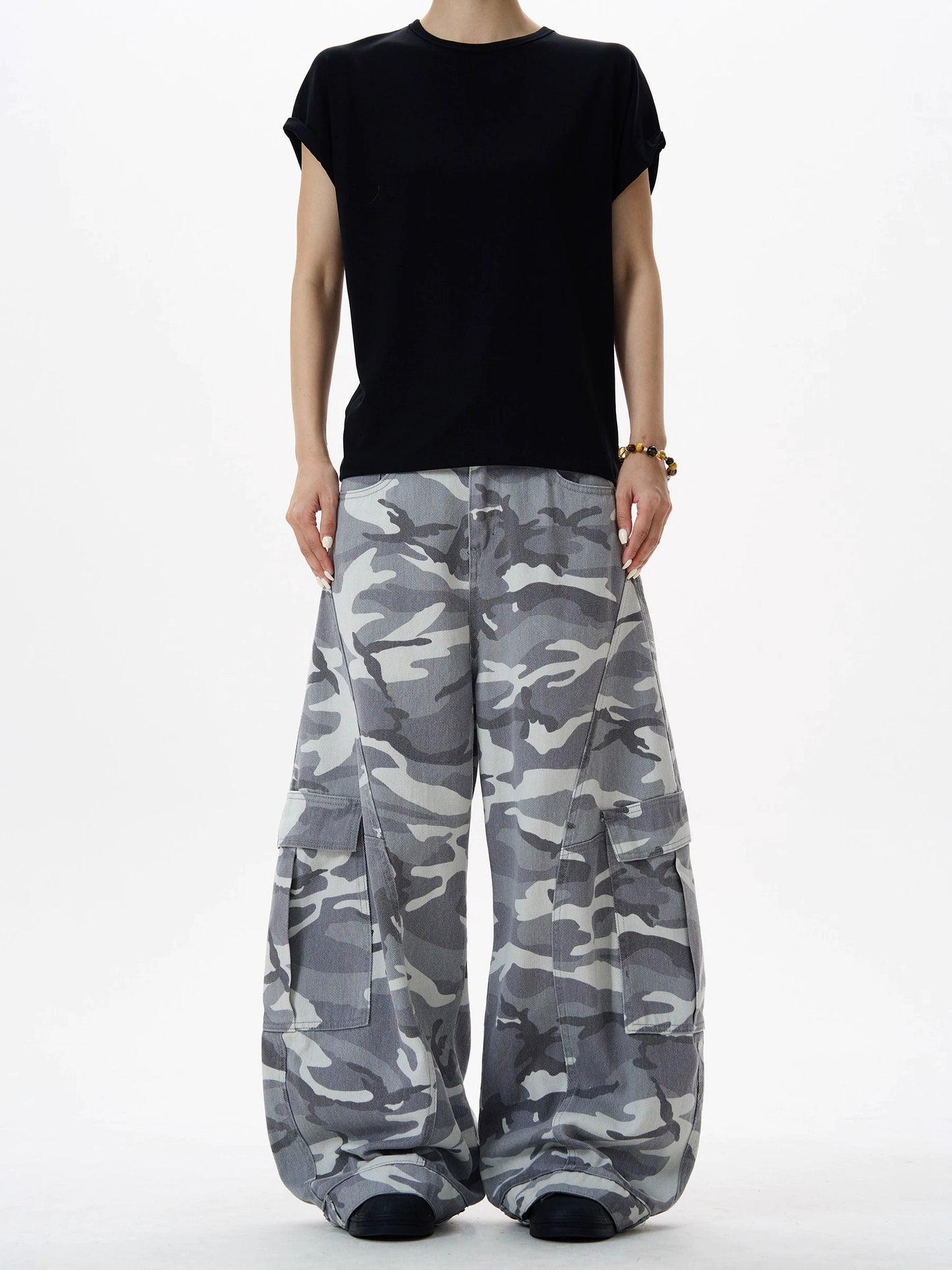 sd0016 迷彩ワイドレッグパンツ