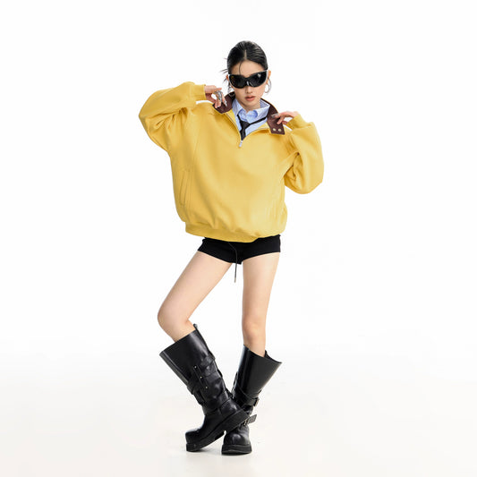 sd0066 バイカラーハーフジップスウェット