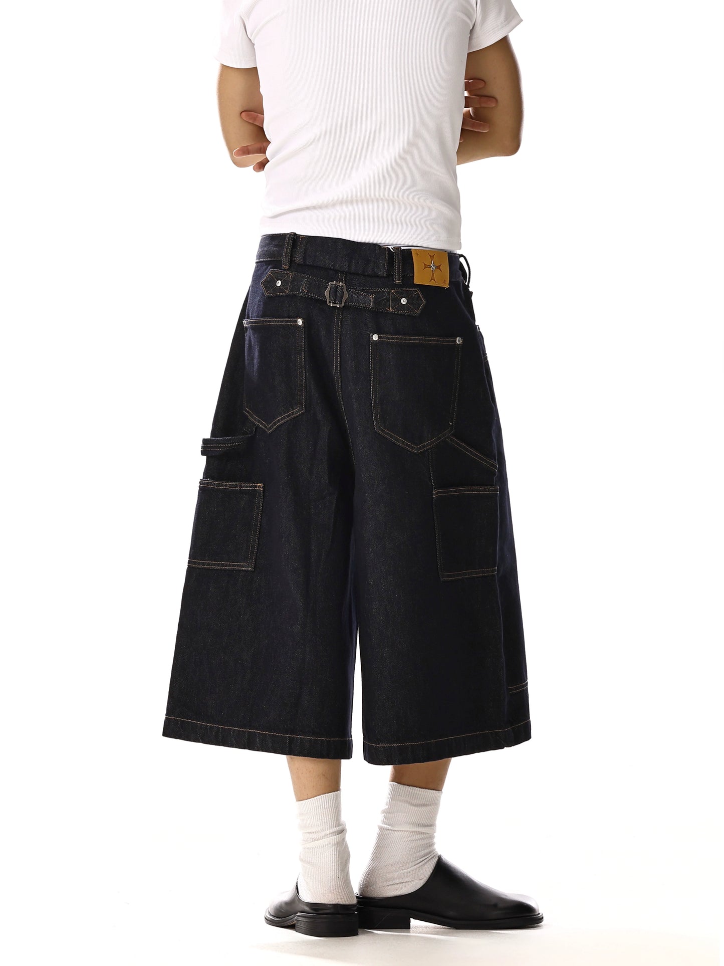 sd0006 パッチデニムウォッシュクロップドパンツ