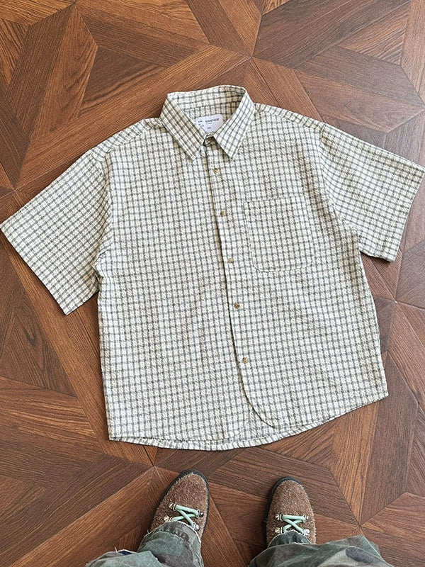 sd0024 レトロ半袖チェックシャツ