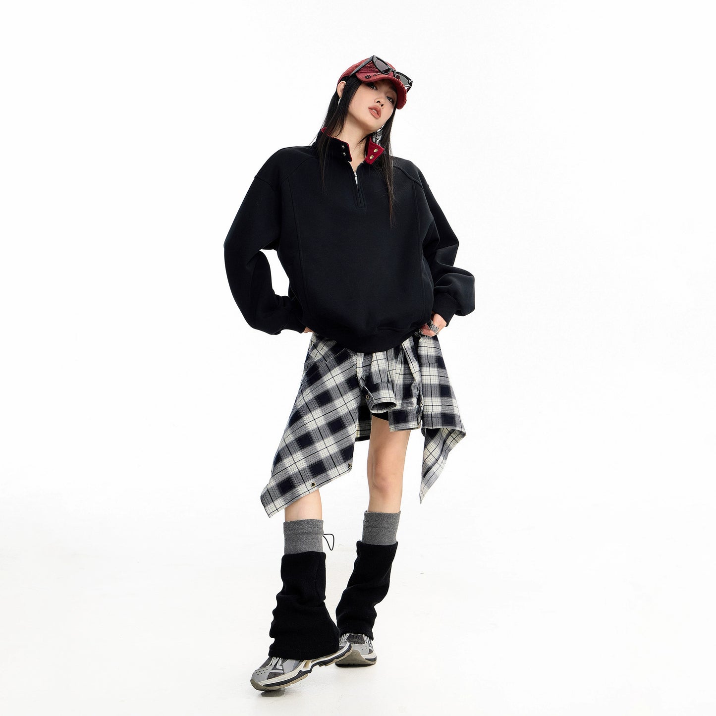 sd0066 バイカラーハーフジップスウェット