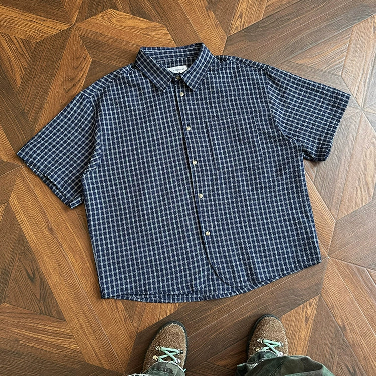 sd0024 レトロ半袖チェックシャツ