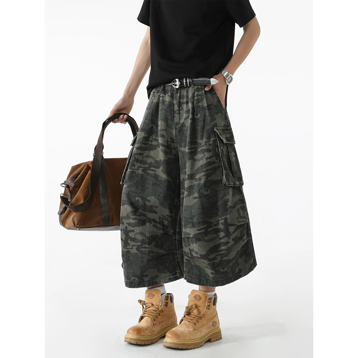 sd0009 迷彩ワイドレッグショーツ